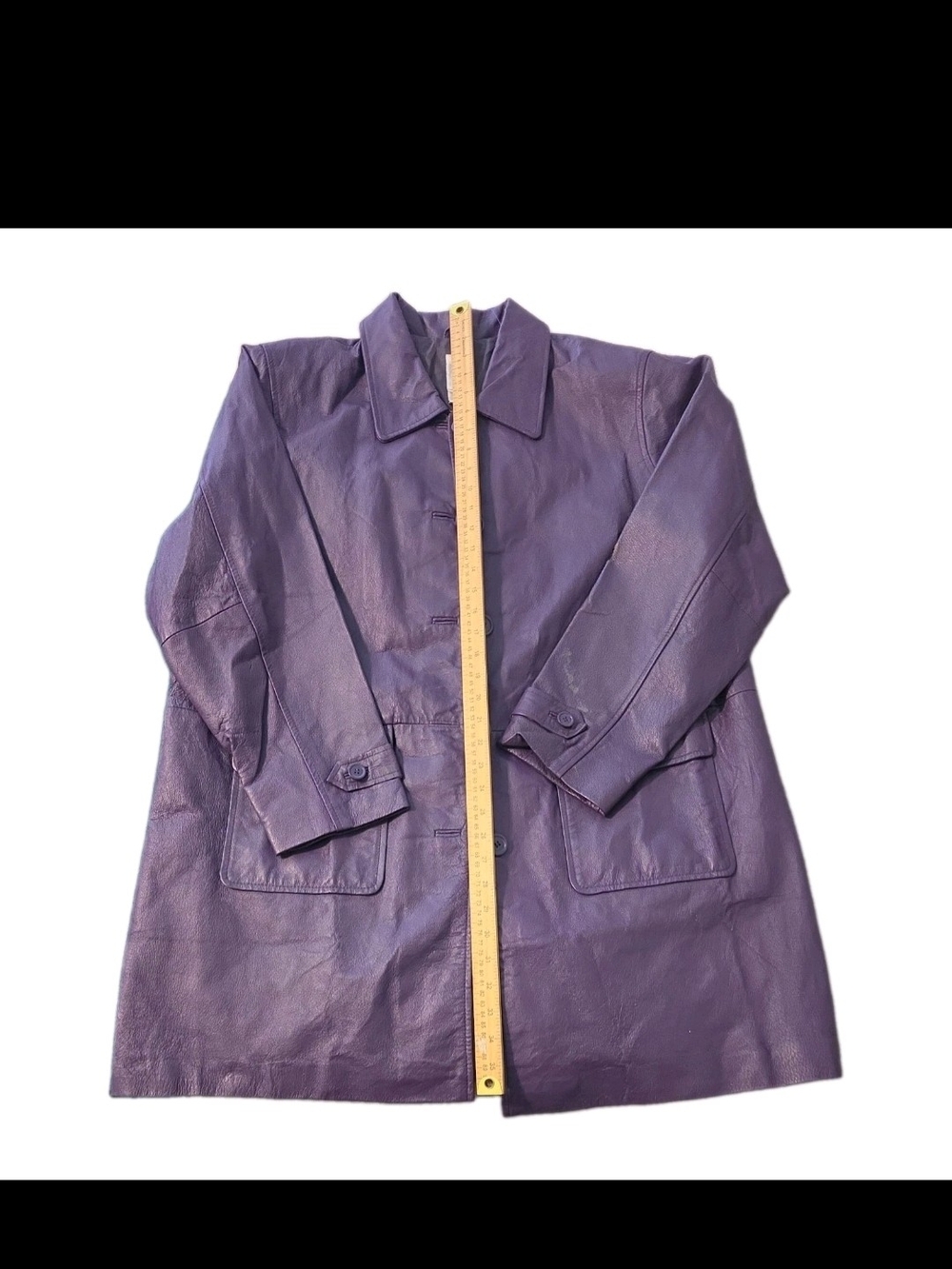Roaman's Purple Leather Button-Front Jacket - Picture 7 of 13